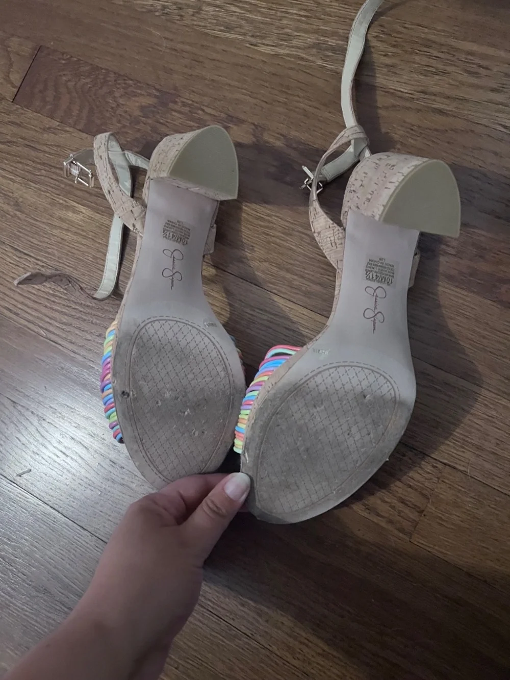 Jessica Simpson Rainbow Knot Platform Heels | Size 10 | Cork | Ankle Strap
